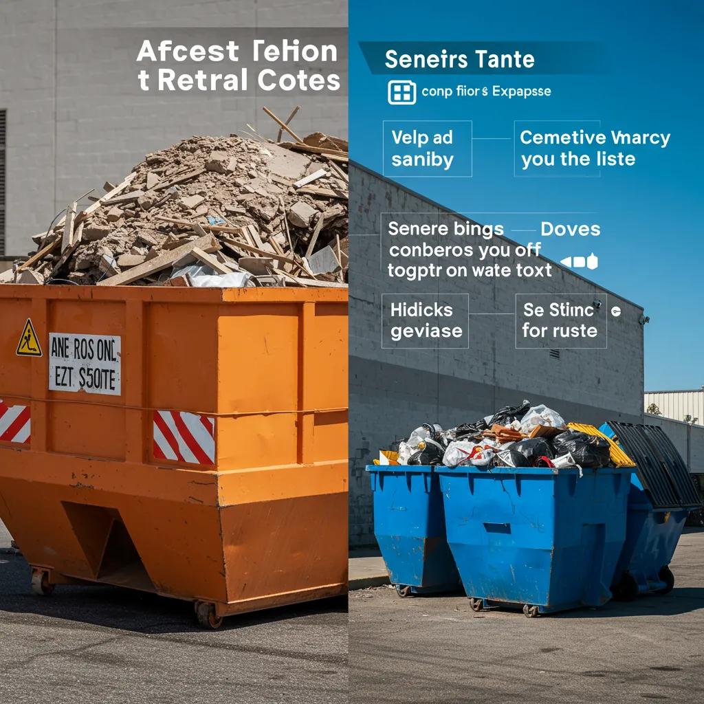 Illustration of factors affecting commercial dumpster rental costs with different dumpster sizes
