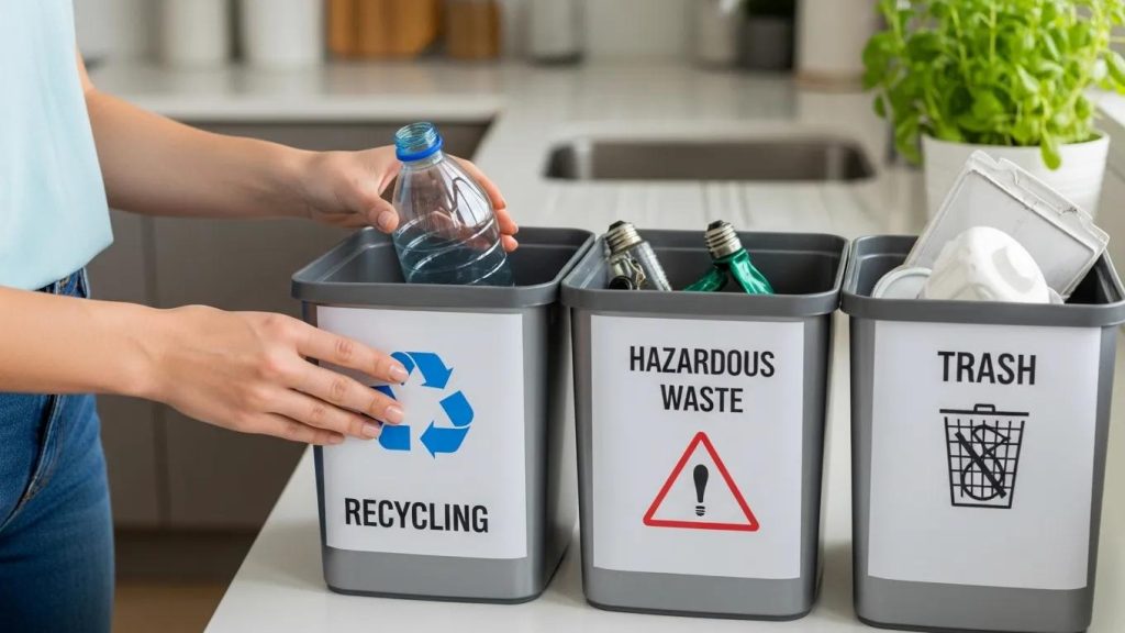 Sorting household recyclables and trash